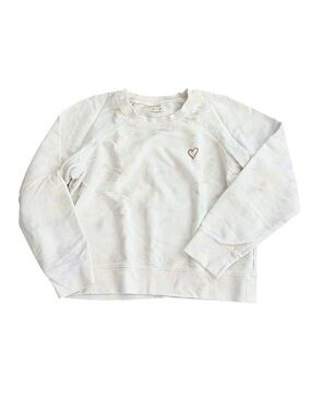 Madewell Cream Crewneck Sweatshirt with Tiny Heart Embroidery